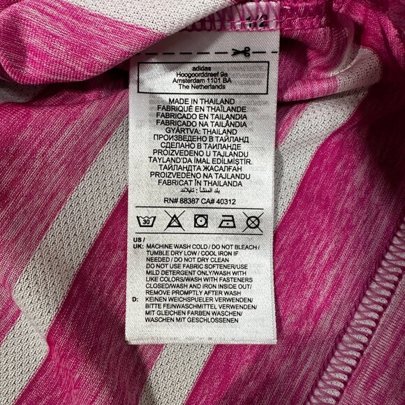 NWOT Adidas Two Color Striped Golf Polo Shirt Mens 2XL Fuchsia White - Picture 4 of 4